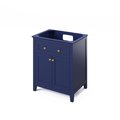 Jeffrey Alexander 30" Hale Blue Chatham Vanity, Black Granite Vanity Top, undermount rectangle bowl VKITCHA30BLBGR